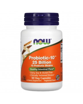 NOW Foods, Probiotic-10, 25 млрд, 50 вегетарианских капсул NOW Foods, Probiotic-10, 25 млрд, 50 вегетарианских капсул